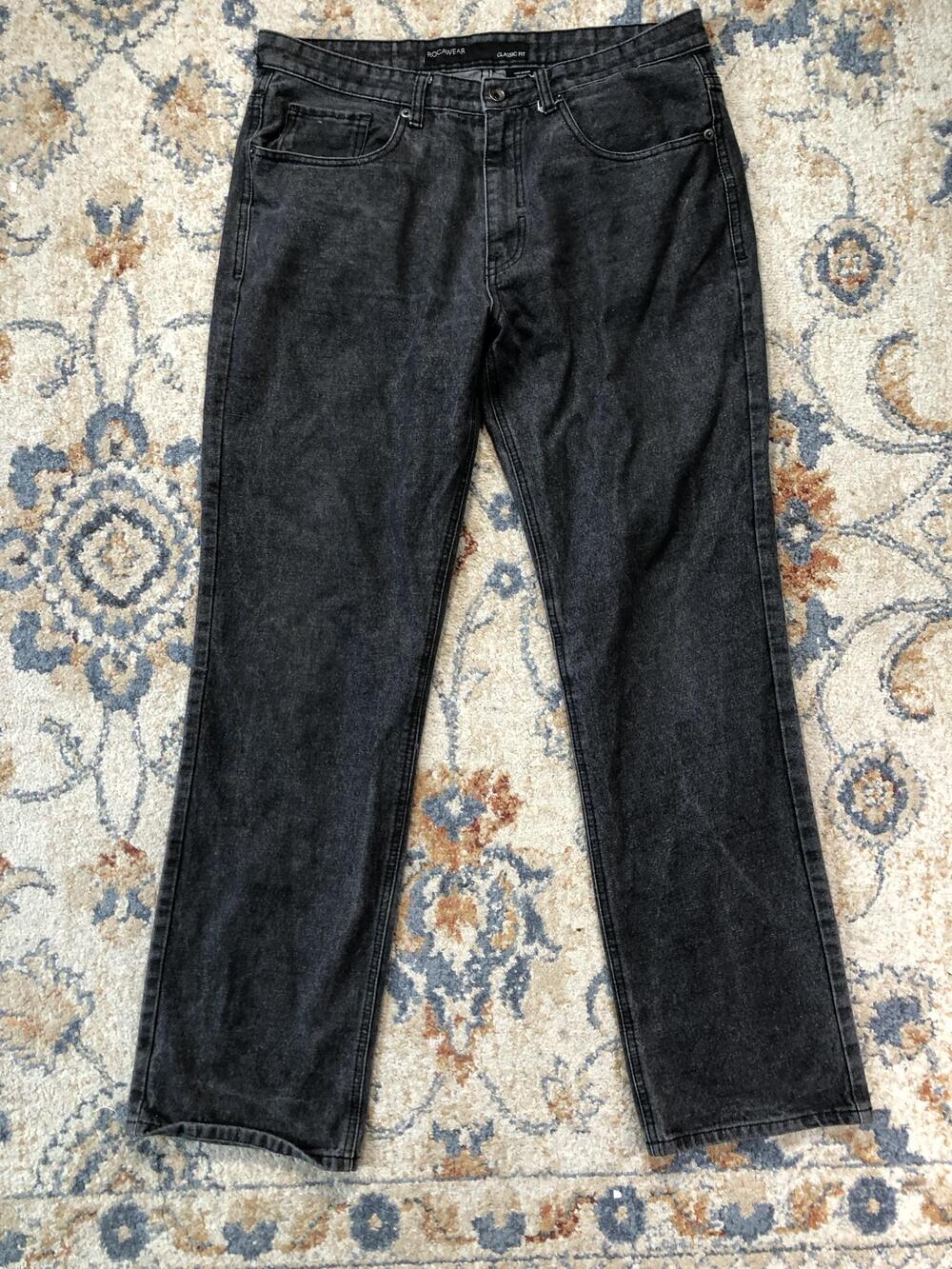 Rocawear Classic Fit Jeans Mens 34x31 Gray Charcoal Wash Straight Denim Pants